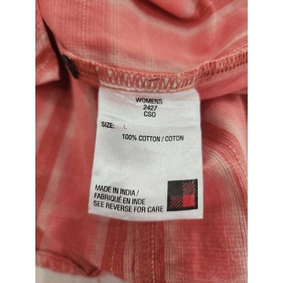 Woolrich Women Button Top Long Sleeves Check 100% Cotton Orange Size Large - Picture 7 of 9